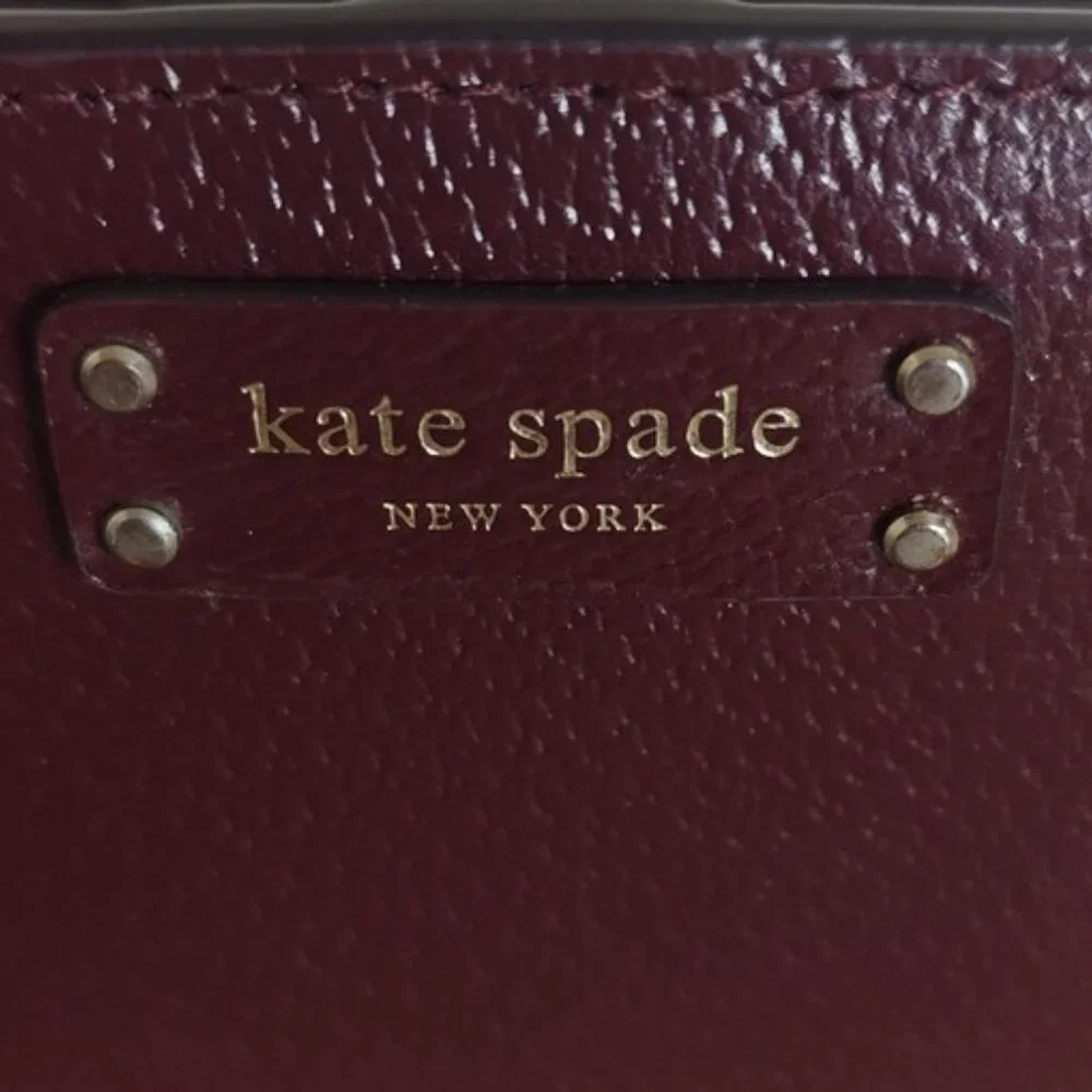 kate spade Wallet Medium Bifold Burgundy Pebble Leather
